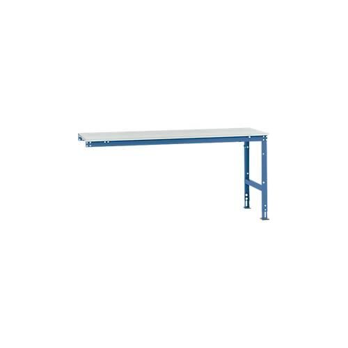 4045916072884 - AU61115007 Arbeits-Anbautisch UNIVERSAL Standard mit Melaminplatte BxTxH = 2000 x 800 x 760-870 mm Brillantblau (RAL 5007)