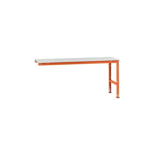 4045916072860 - AU61112001 Arbeits-Anbautisch UNIVERSAL Standard mit Melaminplatte BxTxH = 2000 x 800 x 760-870 mm Rotorange (RAL 2001)