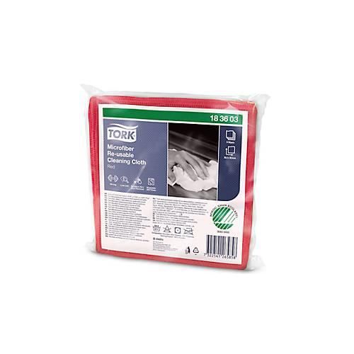 7322541265858 - Tork® Microfaser Reinigungstücher 183603 fusselarm 6 Tücher wiederverwendbar L 150 x B 150 mm rot 7322541265858 - Tork® Microfaser Reinigungstücher 183603 fusselarm 6 Tücher wiederverwendbar L 150 x B 150 mm rot