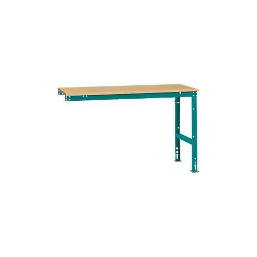 4045916104929 - AU60555021 Arbeits-Anbautisch UNIVERSAL Standard mit Multiplexplatte BxTxH = 1500 x 800 x 760-870 mm Wasserblau