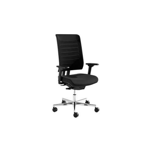 4014296508474 - Genius Bürostuhl SSI PROLINE PREMIUM S2 teilautomatische Synchronmechanik mit Armlehnen Netz-Rückenlehne schwarz alusilber