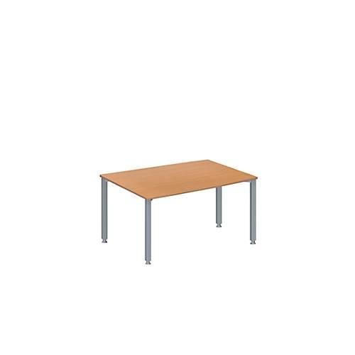 4251898814712 - Genius Konferenztisch MODENA FLEX Tonne 4-Fuß Quadratrohr B 1400 x T 1000 800 x H 720-840 mm Buche weißaluminium RAL 9006