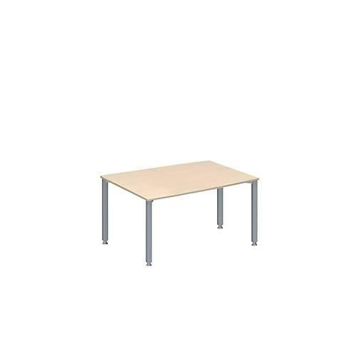 4251898814705 - Genius Konferenztisch MODENA FLEX Tonne 4-Fuß Quadratrohr B 1400 x T 1000 800 x H 720-840 mm Ahorn weißaluminium RAL 9006