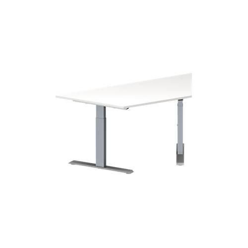 4251898815337 - Genius Konferenztisch MODENA FLEX Trapez T-Fuß Rechteckrohr B 1600 x T 800 x H 650-850 mm weiß weißaluminium RAL 9006 4251898815337 - Genius Konferenztisch MODENA FLEX Trapez T-Fuß Rechteckrohr B 1600 x T 800 x H 650-850 mm weiß weißaluminium RAL 9006