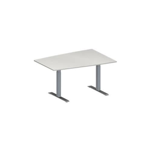 4251898815399 - Genius Konferenztisch MODENA FLEX Tonne T-Fuß Rechteckrohr B 1400 x T 1000 x H 650-850 mm lichtgrau weißaluminium RAL 9006