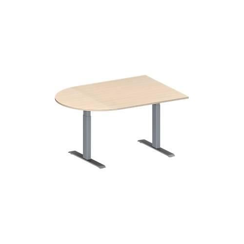 4251898815450 - Genius Konferenztisch MODENA FLEX Halbkreis T-Fuß Rechteckrohr B 1400 x T 1000 x H 650-850 mm Ahorn weißaluminium RAL 9006 4251898815450 - Genius Konferenztisch MODENA FLEX Halbkreis T-Fuß Rechteckrohr B 1400 x T 1000 x H 650-850 mm Ahorn weißaluminium RAL 9006
