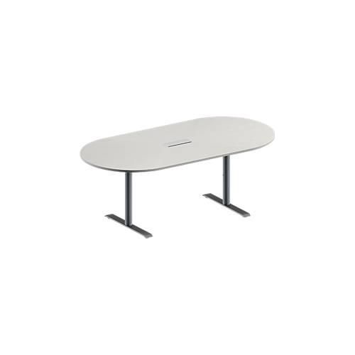 4251898817294 - Genius Konferenztisch MODENA FLEX Oval T-Fuß Rundrohr B 2000 x T 1000 x H 650-850 mm lichtgrau weißaluminium RAL 9006 4251898817294 - Genius Konferenztisch MODENA FLEX Oval T-Fuß Rundrohr B 2000 x T 1000 x H 650-850 mm lichtgrau weißaluminium RAL 9006