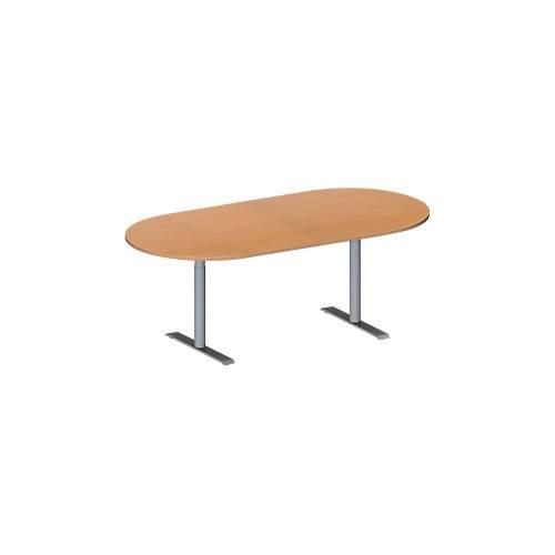 4251898817348 - Genius Konferenztisch MODENA FLEX Oval T-Fuß Rundrohr B 2000 x T 1000 x H 650-850 mm Buche weißaluminium RAL 9006 4251898817348 - Genius Konferenztisch MODENA FLEX Oval T-Fuß Rundrohr B 2000 x T 1000 x H 650-850 mm Buche weißaluminium RAL 9006