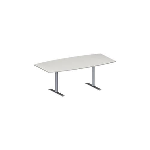 4251898817430 - Genius Konferenztisch MODENA FLEX Boot T-Fuß Rundrohr B 2000 x H 650-850 mm lichtgrau weißaluminium RAL 9006