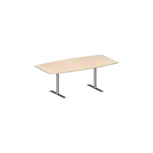 4251898817461 - Genius Konferenztisch MODENA FLEX Boot T-Fuß Rundrohr B 2000 x H 650-850 mm Ahorn weißaluminium RAL 9006
