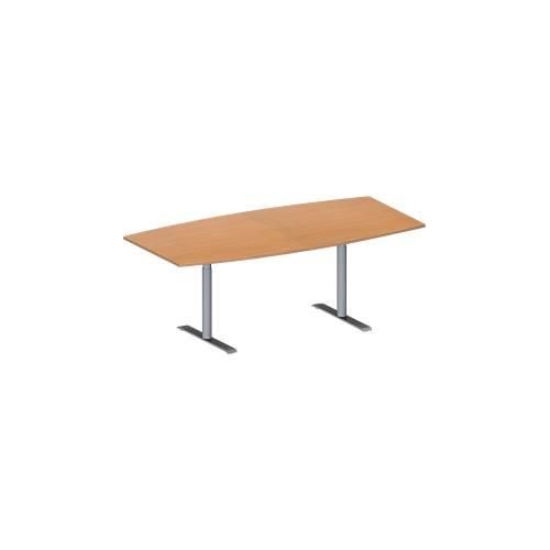 4251898817492 - Genius Konferenztisch MODENA FLEX Boot T-Fuß Rundrohr B 2000 x H 650-850 mm Buche weißaluminium RAL 9006
