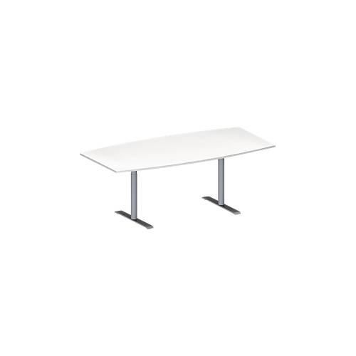 4251898817553 - Genius Konferenztisch MODENA FLEX Boot T-Fuß Rundrohr B 2000 x H 650-850 mm weiß weißaluminium RAL 9006