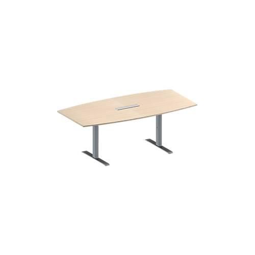 4251898818239 - Genius Konferenztisch MODENA FLEX 6-fach Anschluss Boot T-Fuß Rechteckrohr B 2000 x H 650-850 mm Ahorn weißalu