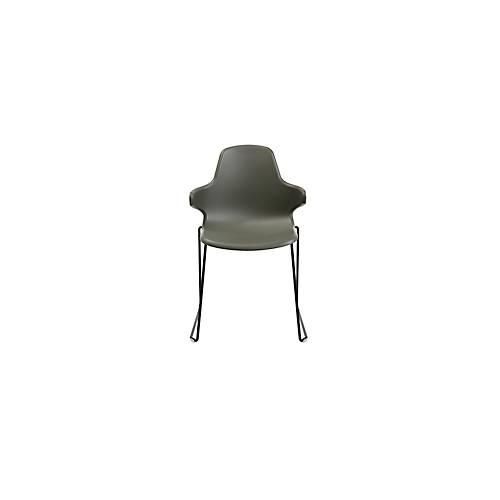 4014296866543 - Schalenstuhl T2020 Kufengestell ergonomische Sitzschale stapelbar bis 4 Stück Sitzhöhe 450 mm 2er-Set mit Armlehnen grau schwarz