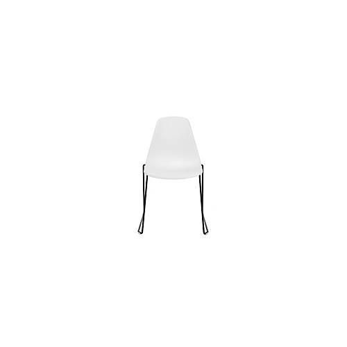 4014296866536 - Schalenstuhl T2020 Kufengestell ergonomische Sitzschale stapelbar bis 4 Stück Sitzhöhe 450 mm 2er-Set ohne Armlehnen weiß schwarz