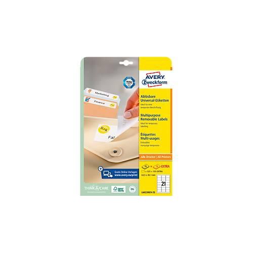 4004182060230 - AVERY Zweckform L6023REV-25 Wiederablösbare Universal-Etiketten DIN A4 Weiß 635 x 381 mm 30 Blatt à 21 Etiketten 4004182060230 - AVERY Zweckform L6023REV-25 Wiederablösbare Universal-Etiketten DIN A4 Weiß 635 x 381 mm 30 Blatt à 21 Etiketten