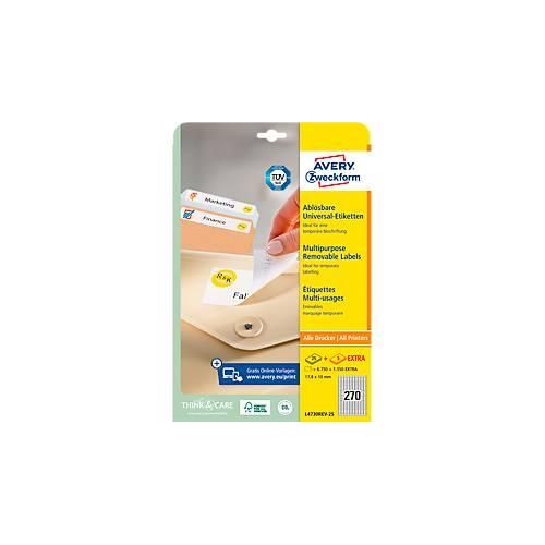 4004182047309 - AVERY Zweckform L4730REV-25 Ablösbare Universaletiketten DIN A4 Weiß 178 x 10 mm 30 Blatt à 270 Etiketten 4004182047309 - AVERY Zweckform L4730REV-25 Ablösbare Universaletiketten DIN A4 Weiß 178 x 10 mm 30 Blatt à 270 Etiketten