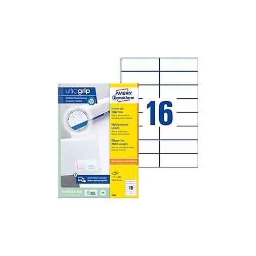 4004182034842 - 3484 Universal-Etiketten A4 mit ultragrip Adressaufkleber 105 x 37 mm 100 Bogen 1600 Etiketten weiß - Avery Zweckform 4004182034842 - 3484 Universal-Etiketten A4 mit ultragrip Adressaufkleber 105 x 37 mm 100 Bogen 1600 Etiketten weiß - Avery Zweckform