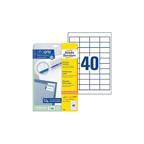 4004182047804 - AVERY Zweckform Abziehhilfe QuickPEELultragrip Mehrzwecketiketten 4780 Selbsthaftend DIN A4 Weiß 485 x 254 mm 30 Blatt à 40 Etiketten 4004182047804 - AVERY Zweckform Abziehhilfe QuickPEELultragrip Mehrzwecketiketten 4780 Selbsthaftend DIN A4 Weiß 485 x 254 mm 30 Blatt à 40 Etiketten