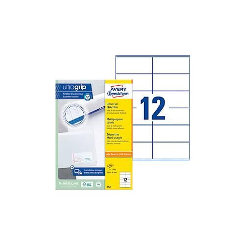 4004182034248 - 3424 Universal-Etiketten A4 mit ultragrip Adressaufkleber 105 x 48 mm 100 Bogen 1200 Etiketten weiß - Avery Zweckform 4004182034248 - 3424 Universal-Etiketten A4 mit ultragrip Adressaufkleber 105 x 48 mm 100 Bogen 1200 Etiketten weiß - Avery Zweckform