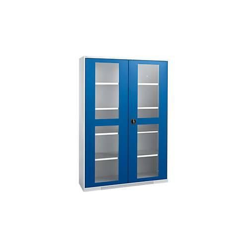 4051273769138 - Genius Flügeltürenschrank FS Stahl Sichtfenster Lüftungslöcher B 1343 x T 520 x H 1950 mm 5 OH Weißalu Enzianblau bis 750 kg 4051273769138 - Genius Flügeltürenschrank FS Stahl Sichtfenster Lüftungslöcher B 1343 x T 520 x H 1950 mm 5 OH Weißalu Enzianblau bis 750 kg
