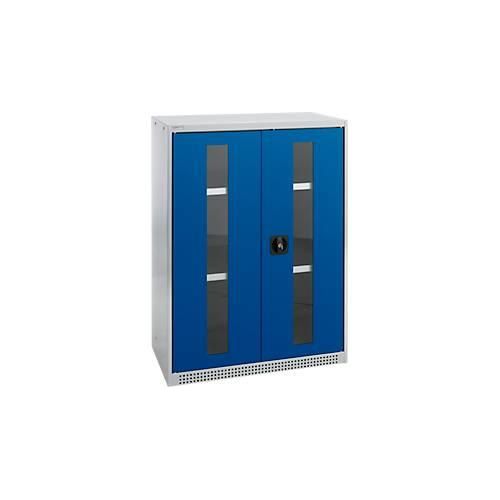 4051273769015 - Genius Flügeltürenschrank FS Stahl Sichtfenster Lüftungslöcher B 810 x T 520 x H 1105 mm 3 OH Weißalu Enzianblau bis 180 kg 4051273769015 - Genius Flügeltürenschrank FS Stahl Sichtfenster Lüftungslöcher B 810 x T 520 x H 1105 mm 3 OH Weißalu Enzianblau bis 180 kg