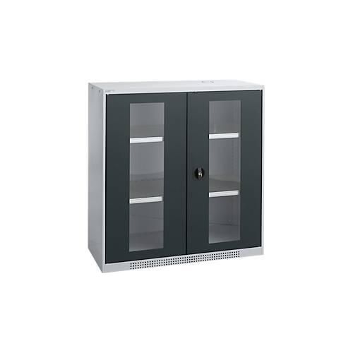 4051273768964 - Genius Flügeltürenschrank FS Stahl Sichtfenster Lüftungslöcher B 1055 x T 520 x H 1105 mm 3 OH Weißalu Anthrazitgrau bis 300 kg 4051273768964 - Genius Flügeltürenschrank FS Stahl Sichtfenster Lüftungslöcher B 1055 x T 520 x H 1105 mm 3 OH Weißalu Anthrazitgrau bis 300 kg