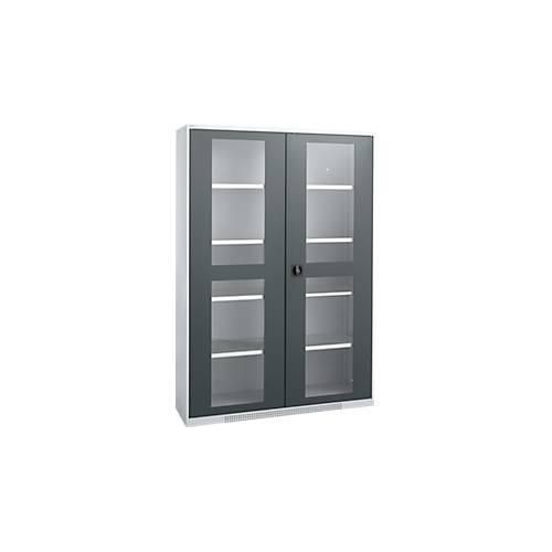 4051273769145 - Genius Flügeltürenschrank FS Stahl Sichtfenster Lüftungslöcher B 1343 x T 520 x H 1950 mm 5 OH Weißalu Anthrazitgrau bis 750 kg 4051273769145 - Genius Flügeltürenschrank FS Stahl Sichtfenster Lüftungslöcher B 1343 x T 520 x H 1950 mm 5 OH Weißalu Anthrazitgrau bis 750 kg