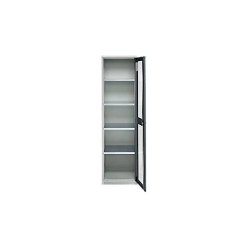 4051273769299 - Genius Flügeltürenschrank FS Stahl Sichtfenster Lüftungslöcher B 545 x T 520 x H 1950 mm 5 OH Lichtgrau Anthrazitgrau bis 250 kg