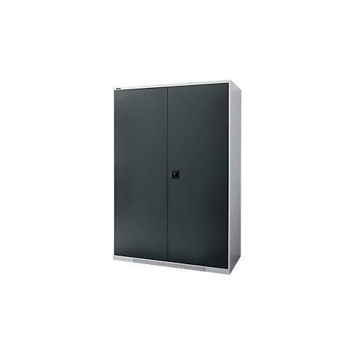4051273769381 - Genius Flügeltürenschrank FS Stahl mit Belüftungslöchern B 1343 x T 620 x H 1950 mm 5 OH Weißalu Anthrazitgrau bis 750 kg