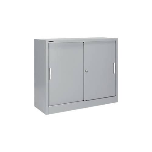 4051273516527 - Select Schiebetürenschrank MS iCONOMY Stahl 3 Ordnerhöhen B 1200 x T 400 x H 1215 mm weißaluminium RAL 9006