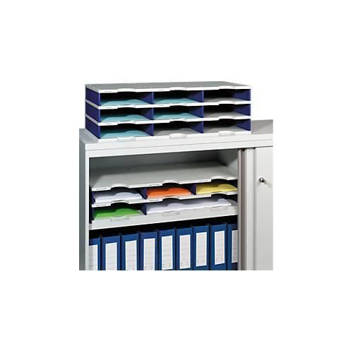 7612176104296 - styro® Sortierstation styrodoc Standard DIN C4 3 Etagen 3-reihig 9 Fächer grau blau 7612176104296 - styro® Sortierstation styrodoc Standard DIN C4 3 Etagen 3-reihig 9 Fächer grau blau