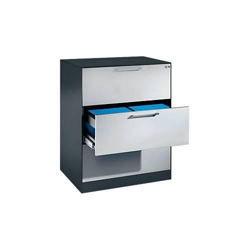 4065714926936 - Hängeregistraturschrank ASISTO C 3000 3 Schubladen 2-bahnig B 800 mm anthrazit alusilber