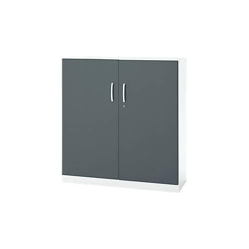 4051273786876 - Büroschrank 3OH abschließbar mit aufliegenden Türen B 1200 mm Basaltgrau Verkehrsweiß