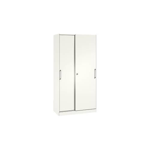 4062084630289 - C+P Schiebetürenschrank Asisto H1980xB1000xT435mm Korpus Verkehrsweiß Fronten Verkehrsweiß Anzahl Fächer 4