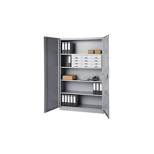 4051273787071 - Büroschrank 5 OH abschließbar mit aufliegenden Türen B 1200 mm Weißalu