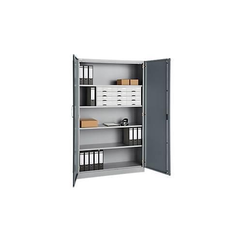 4051273787118 - Büroschrank 5 OH abschließbar mit aufliegenden Türen B 1200 mm Basaltgrau Weißalu