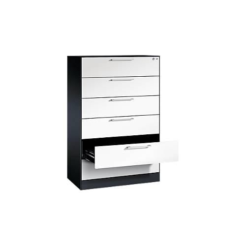 4065714461802 - Karteikartenschrank 3-bahnig für A5 quer 6 Schübe mit Vollauszug & Bügelgriffen Zentralverschluss B 800 x T 435 x H 1298 mm schwarzgrau weiß 4065714461802 - Karteikartenschrank 3-bahnig für A5 quer 6 Schübe mit Vollauszug & Bügelgriffen Zentralverschluss B 800 x T 435 x H 1298 mm schwarzgrau weiß