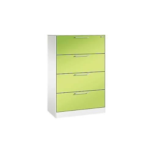 4065714898059 - Karteikartenschrank 2-bahnig für A4 quer 4 Schübe mit Vollauszug & Bügelgriffen Zentralverschluss B 800 x T 435 x H 1298 mm weiß virdingrün 4065714898059 - Karteikartenschrank 2-bahnig für A4 quer 4 Schübe mit Vollauszug & Bügelgriffen Zentralverschluss B 800 x T 435 x H 1298 mm weiß virdingrün