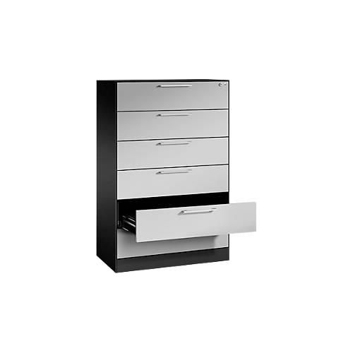 4064615614638 - Karteikartenschrank 3-bahnig für A5 quer 6 Schübe mit Vollauszug & Bügelgriffen Zentralverschluss B 800 x T 435 x H 1298 mm schwarzgrau alusilber 4064615614638 - Karteikartenschrank 3-bahnig für A5 quer 6 Schübe mit Vollauszug & Bügelgriffen Zentralverschluss B 800 x T 435 x H 1298 mm schwarzgrau alusilber