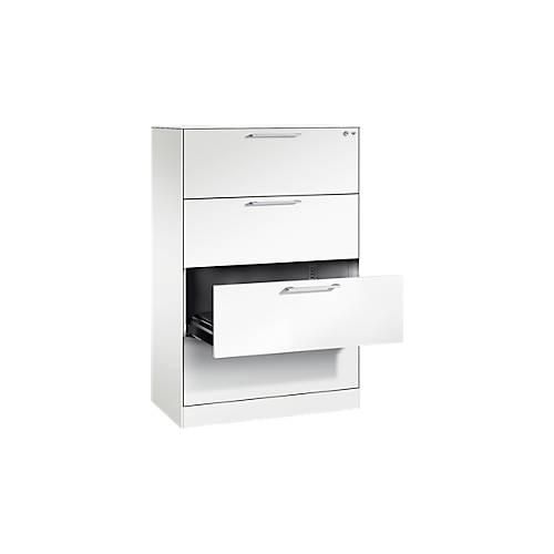 4065714298590 - Karteikartenschrank 2-bahnig für A4 quer 4 Schübe mit Vollauszug & Bügelgriffen Zentralverschluss B 800 x T 435 x H 1298 mm weiß weiß 4065714298590 - Karteikartenschrank 2-bahnig für A4 quer 4 Schübe mit Vollauszug & Bügelgriffen Zentralverschluss B 800 x T 435 x H 1298 mm weiß weiß