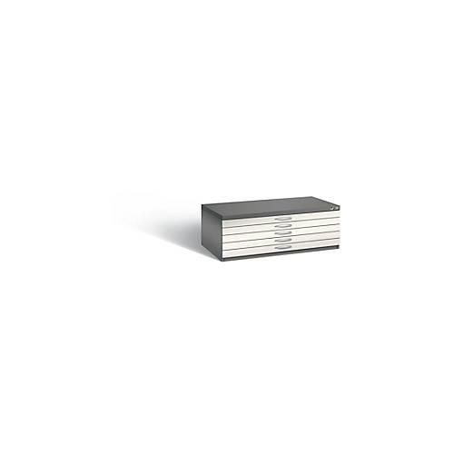 4067521472507 - Planschrank aus Stahl für Formate bis DIN A1 5 Schubladen grau perlweiß