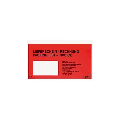 4016737006266 - Dokumententasche Lieferscheintasche SecurePack DIN lang mit Aufdruck Sichtfenster selbstklebend wasserfest PCR & FSC®-Kraftpapier rot 250 Stück
