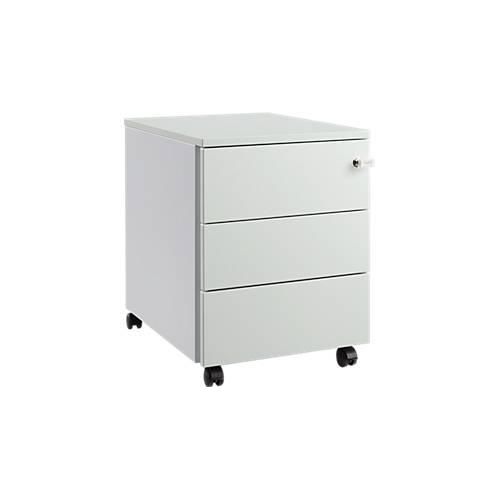 4251898818857 - Pure Rollcontainer 333 Stahlkorpus Holzfront Rollen abschließbar B 435 x T 565 x H 567 mm 3 Schübe lichtgrau weißaluminium 4251898818857 - Pure Rollcontainer 333 Stahlkorpus Holzfront Rollen abschließbar B 435 x T 565 x H 567 mm 3 Schübe lichtgrau weißaluminium
