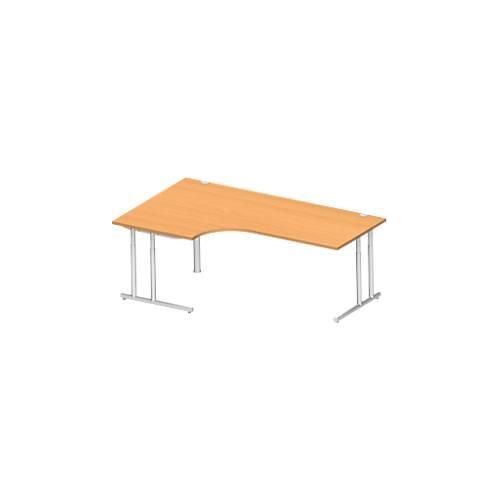 4250510822845 - Select Winkelschreibtisch COMBITEC 90° Winkel links C-Fuß B 2000 x T 1200 800 x H 677-817 mm Buche weißalu