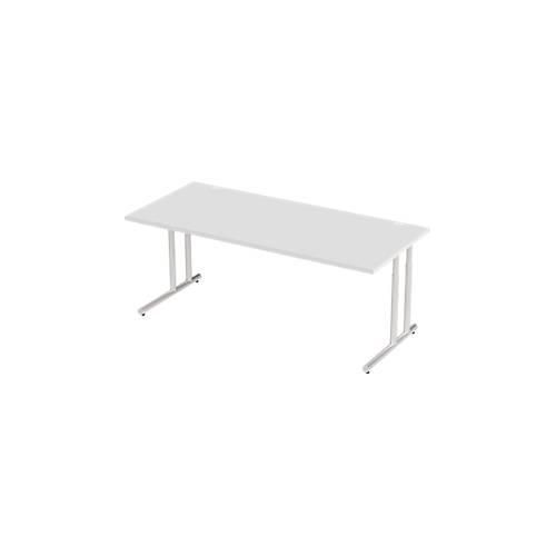 4250510823101 - Select Schreibtisch COMBITEC Rechteck C-Fuß B 2000 x T 1000 x H 677-817 mm lichtgrau weißaluminium