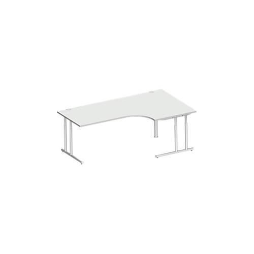 4250510823002 - Select Winkelschreibtisch COMBITEC 90° Winkel rechts C-Fuß B 2000 x T 1200 800 x H 677-817 mm lichtgrau weißalu