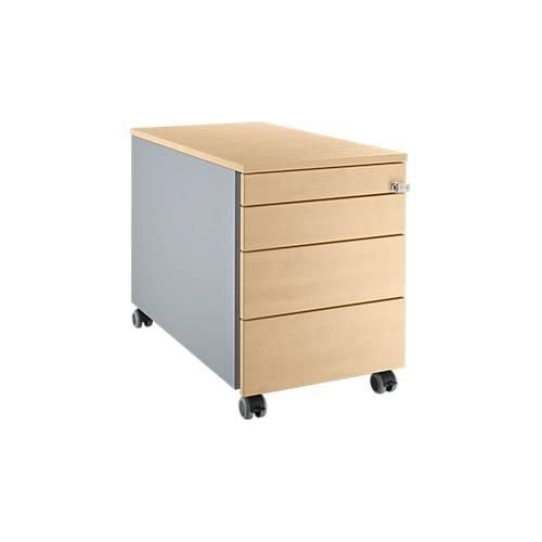 4250510832264 - Select Rollcontainer 1233 mit Griffnut B 435 x H 567 mm weißalu weißalu Ahorn-Dekor