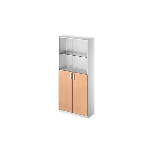 4051273728005 - Genius Kombischrank TETRIS SOLID 6 OH Glas- und Flügeltüren B 1000 mm abschließbar Glas Buche-Dekor weißalu 4051273728005 - Genius Kombischrank TETRIS SOLID 6 OH Glas- und Flügeltüren B 1000 mm abschließbar Glas Buche-Dekor weißalu