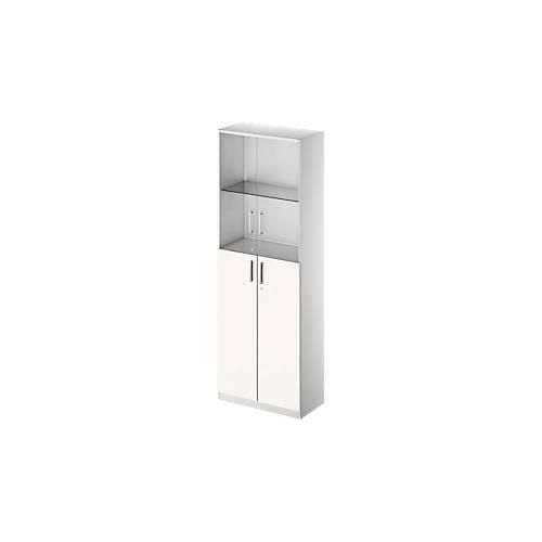 4051273727985 - Genius Kombischrank TETRIS SOLID 6 OH Glas- und Flügeltüren B 800 mm abschließbar Glas weiß weißalu 4051273727985 - Genius Kombischrank TETRIS SOLID 6 OH Glas- und Flügeltüren B 800 mm abschließbar Glas weiß weißalu
